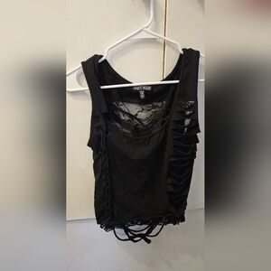 Current Mood Black Shredded Tank Top.